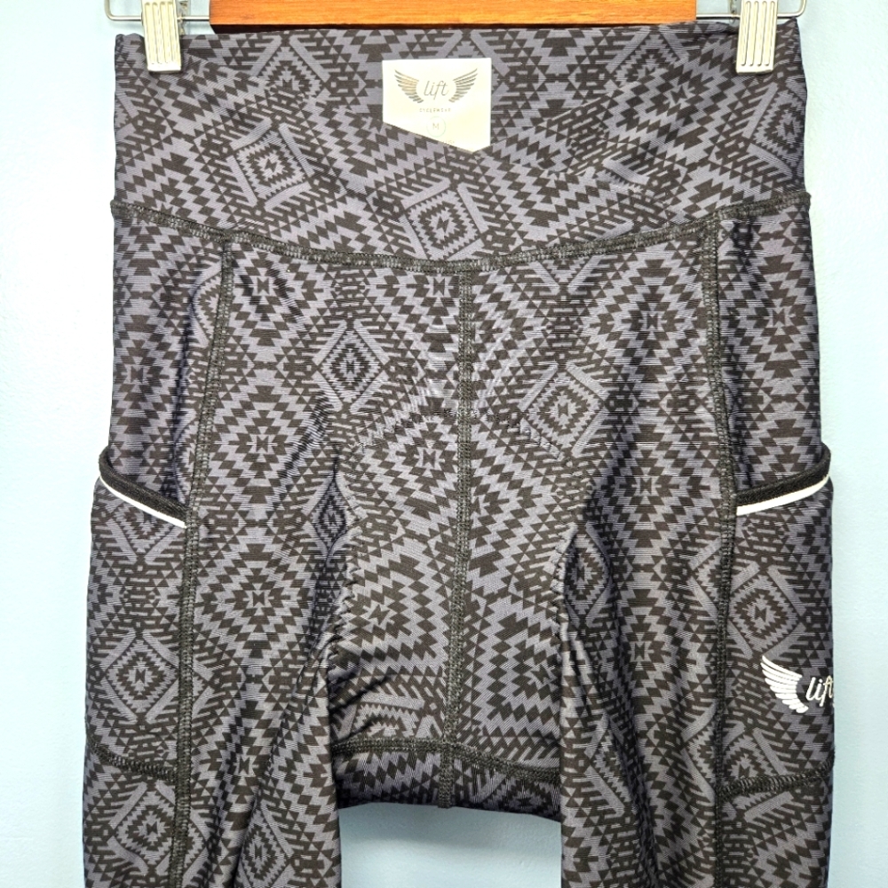 Lift Cyclewear‎ Padded Leggings Womens Size Medium Pockets Gray Black Bike